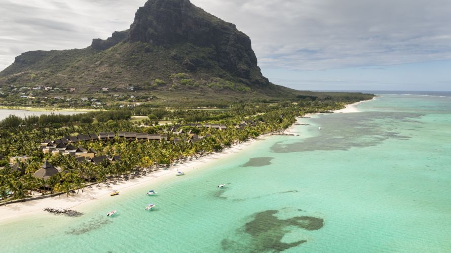 The imposing Morne Brabant towers over this corner of Mauritius