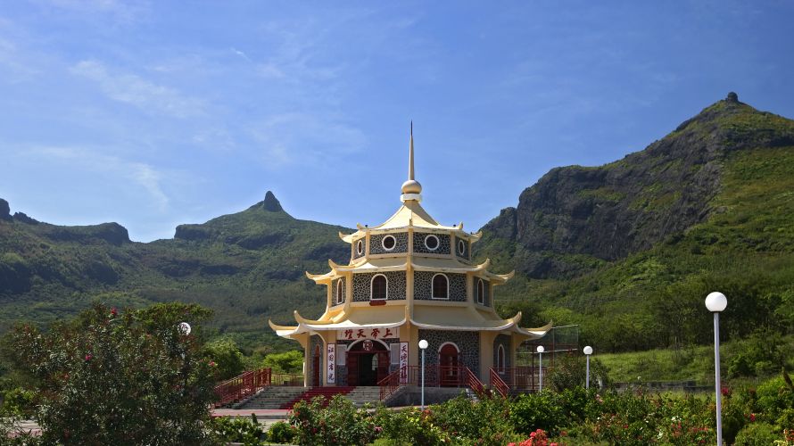 A traditional pagoda building on Mauritius